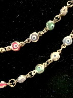 Vintage 925 Evil Eye Beaded Necklace